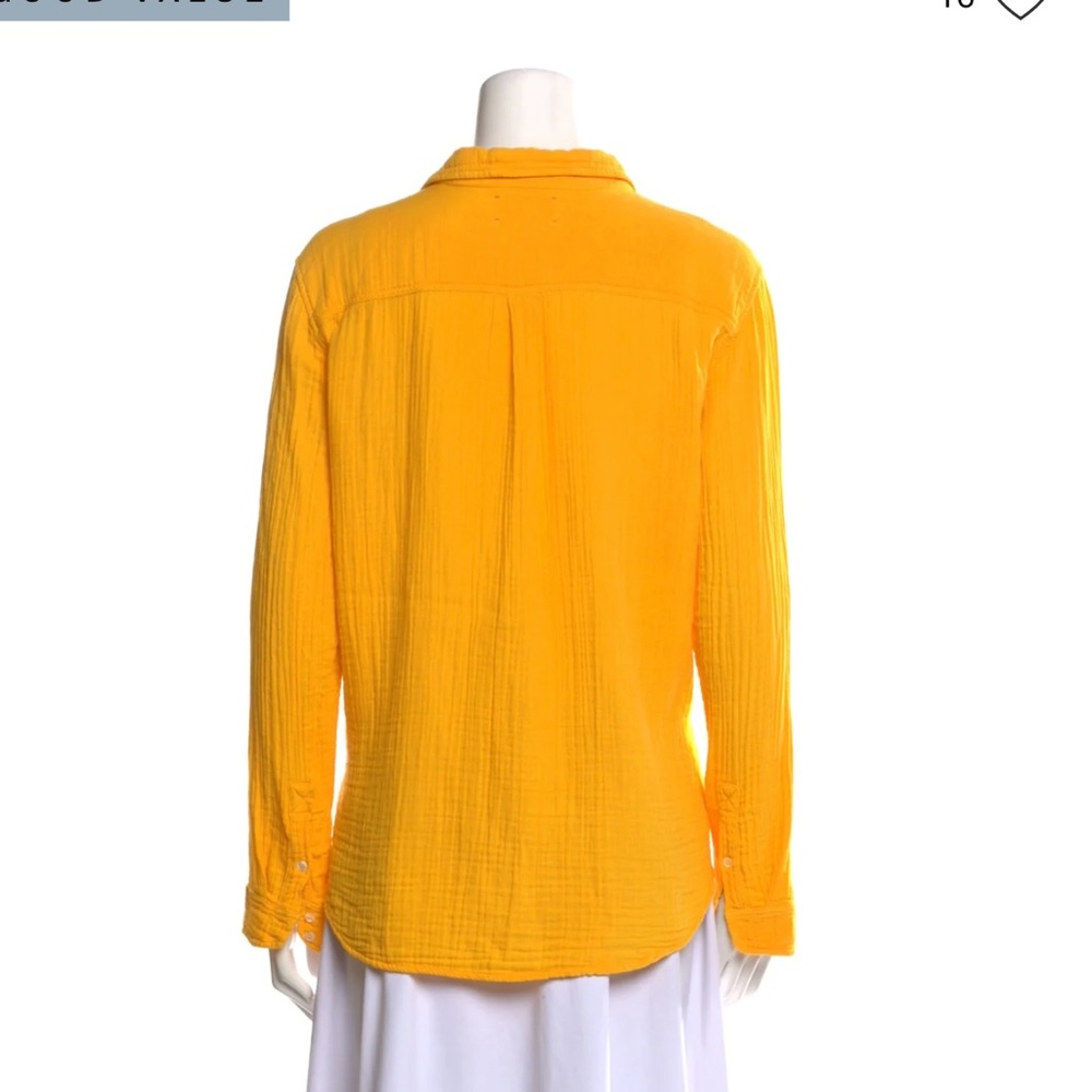 Xirena Women’s Scout Gauze Dark Yellow Cotton Button Down Long‎ Sleeve Shirt